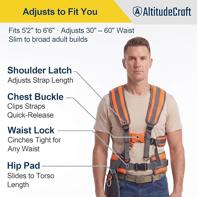 2-in-1 Weed Eater Kit for Tired Back & Shoulders, Patented Weed Eater Handle Extension + Padded Weed Eater Strap Harness, Universal Fit for String Trimmer, Weed Wacker & Brush Cutter