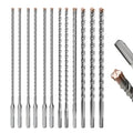 12PCS SDS Plus Rotary Hammer Drill Bits, 12PCS(5/32" to 5/8" ×12") - 4 Carbide Cutting Edges, Ideal for Masonry| Heavy-Duty Masonry |Hammer Drill Bits for Precision Drilling