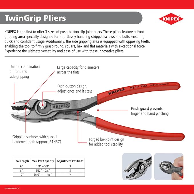 KNIPEX Tools 82 02 150 TwinGrip Pliers, 6"