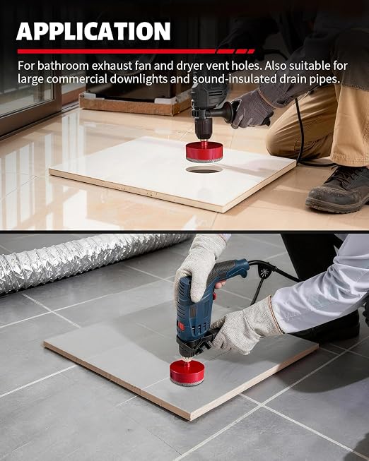 DAYDOOR 4" Diamond Hole Saw Bit with Pilot Drill Bit-1pc 100mm Diamond Tile Hole Saw with Guiding Bit for Porcelain Tile Ceramic Pottery Granite Stone Glass Bottles(3/8" Triangle Shank)