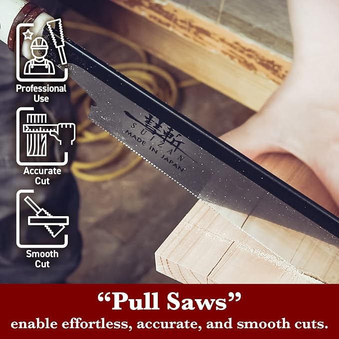 SUIZAN Dozuki Dovetail Saw 8" Crosscut 0.008" Ultra Thin Blade - Professional Japanese Pullsaw Handsaw Woodworking Tools | Professional Pull Saw for Woodworking Joinery Tenon Furniture Making DIY Tools Fine Cut Ultra Thin 0.008" Replaceable Blade