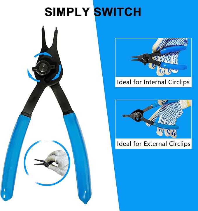 12-Piece Internal & External Convertible Snap Ring Pliers Set