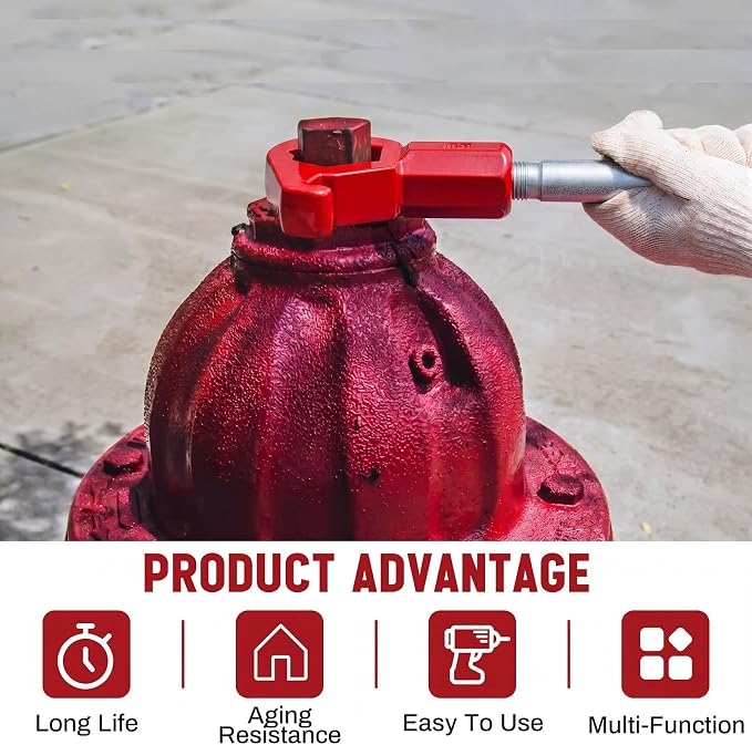 Tandefio 1 Pcs Fire Hydrant Wrench, 1-1/2" to 6", Red | Adjustable Hydrant Key for Utility Crews, Multifunctional Hydrant Wrench for Tightening Fire Nuts Tightening Water Pipes