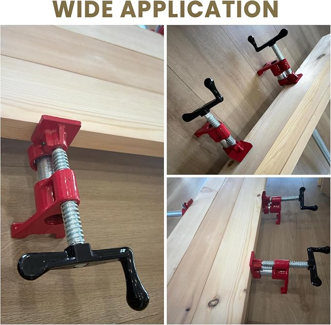 6 Pack 3/4'' Pipe Clamps for Woodworking with Foot Design Wood Gluing Pipe Clamp Fixture Set Heavy Duty Cast Iron For Woodworking, Carpentry, Home Improvement, and DIY Jobs