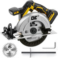 Brushless Cordless Circular Saw, for DeWalt 20V Max Battery, 6-1/2 Inch Aluminum Alloy Blade, 8000 RPM, 6.2 Lbs Lightweight, Cutting Depth 2-1/5" (90°), 0-90° Bevel, Hex Wrench, Rip Guide for Wood PVC