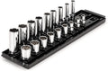 TEKTON 3/8 Inch Drive 12-Point Socket Set, 18-Piece | SHD91214 | (5/16 - 3/4 in.), Shallow and Deep, Socket Rail