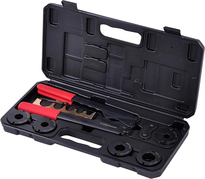 Pex Crimper Tool Kit for 3/8,1/2,5/8, 3/4,1-Inch Plumbing Copper Ring, Pex Tubing Cutter,5-in-1 Copper Crimp Ring Removal Tool