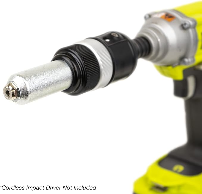TGR 1/4” Hex Shank Blind Rivet Cordless Drill/Impact Gun Adapter Kit 3.2, 4.0, 4.8, 6.4mm (1/8", 5/32", 3/16”, 1/4”)