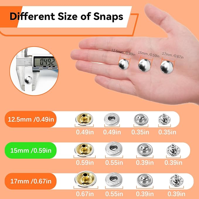Leather Snap Fastener Tool Kit - Snap Button Kit with 40 Sets 15mm Silver Snaps - Hole Punch & Snap Press Pliers for Leather Craft, Jacket & Bag Repair - Ergonomic Design for Safe, Easy DIY Projects