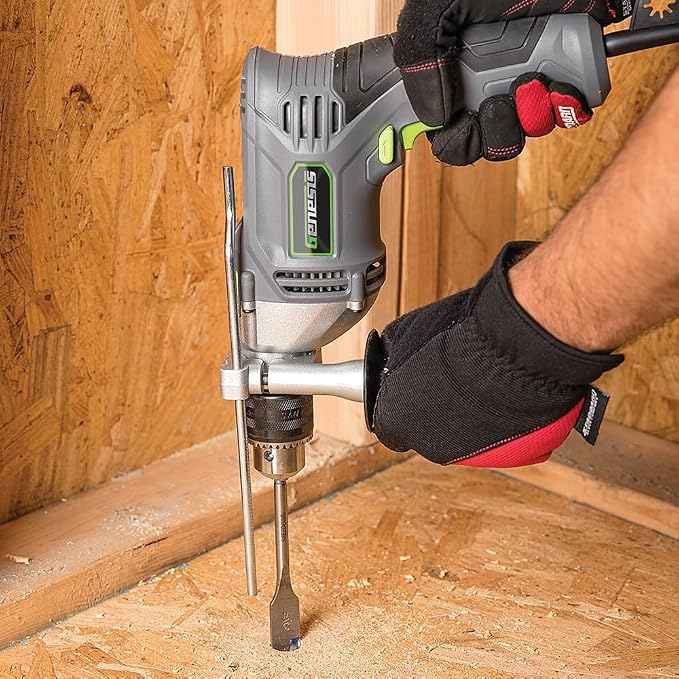 Genesis 7.5 Amp 1/2 Variable Speed Heavy-Duty Hammer Drill with Depth Gauge, Chuck Key, Auxiliary Handle GHD1275B