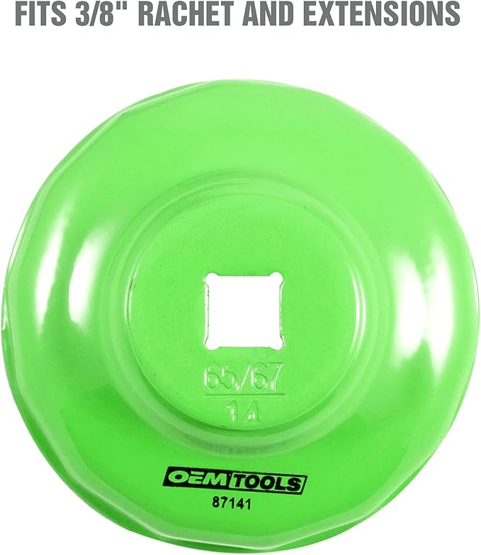 OEMTOOLS 87141 Oil Filter Wrench, 65/67 mm 14 Flute, Oil Filter Cap Prevents Slipping, Use with a 3/8" Drive Tool, Rust Resistant