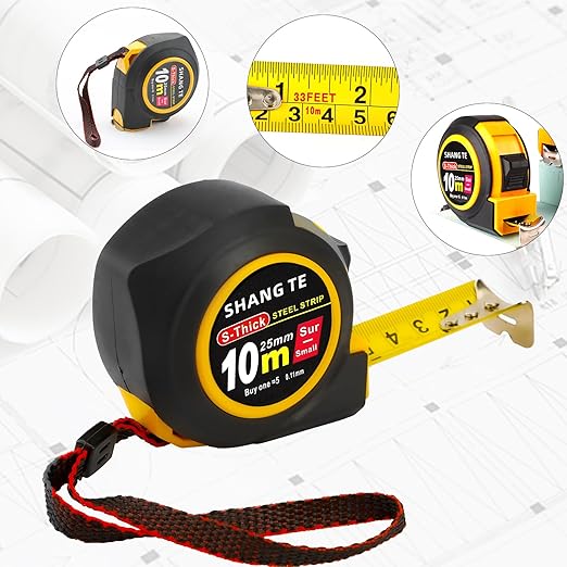 Measuring Tape Retractable, Steel Measuring Tape Measure 33 ft, 33-Foot Basics Self-Locking Measurement Self Lock Auto Tape Rule Imperial/Metric Tape Measure for Body Measurements