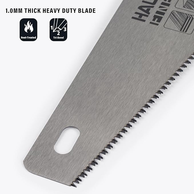 HAUTMEC 14" Hand Saw for Wood Cutting & Woodworking, 11 TPI Small Crosscut Handsaw with Triple-Ground Teeth, Fine Cut Saws for PVC, Plastic & Trees