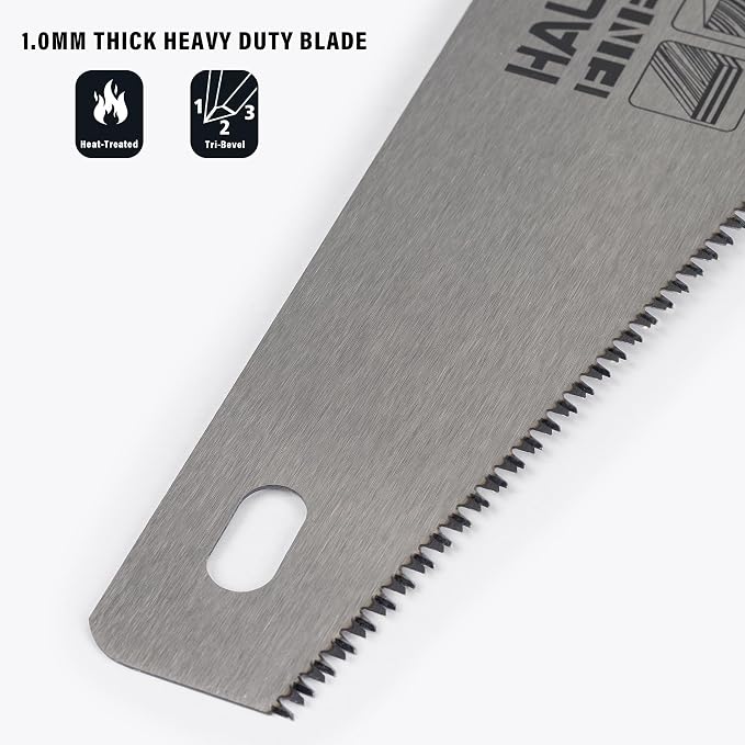 HAUTMEC 20" Hand Saw for Wood Cutting, Large Tree Saws for Logs, 8 TPI Aggressive Rough Crosscut & Rip Handsaw with Thick Blade for Trimming Woodworking Lumber
