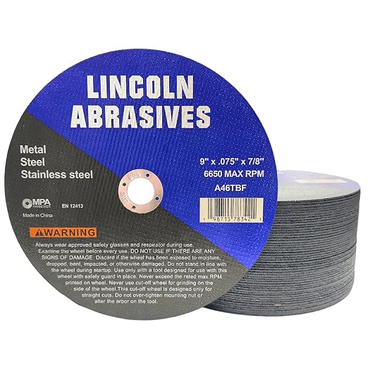 50-Pack 9" x .075" x 7/8" Cut-Off Wheel Metal & Stainless Steel