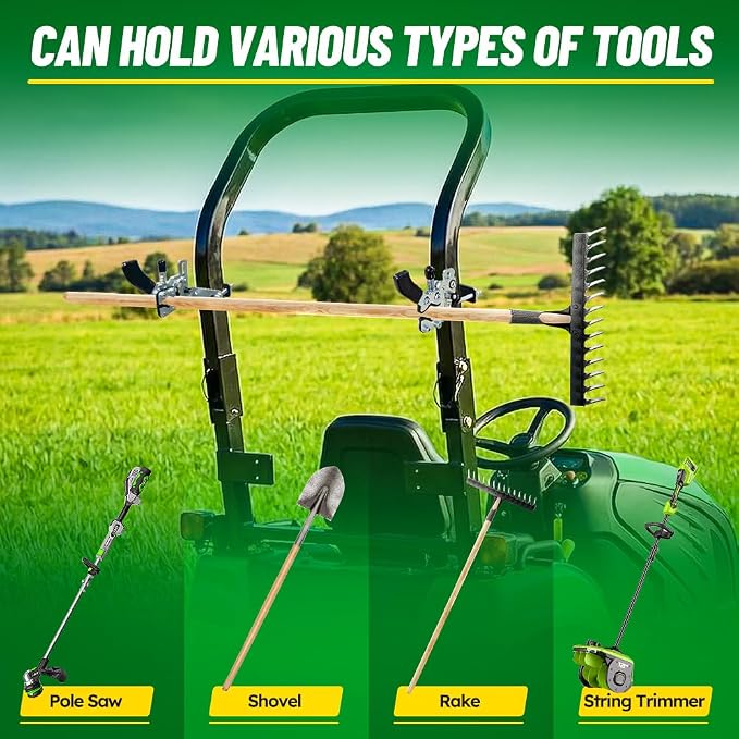 FREEKIT® 2Pack Zero Turn Mower Trimmer Holder, One Touch Quick Tool Access | Adjustable Rail for Multiple Tool. Rubber & Shock Spring-Protection. Quick Clamp-Lift Knob&Lock Wrench.Fit 1-3/4"~2-1/4" ROPS