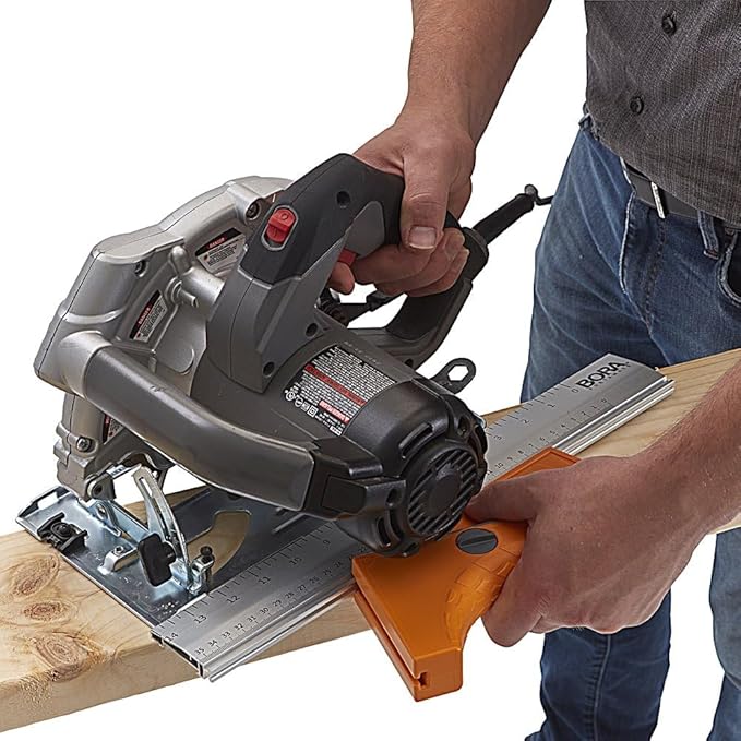 Bora 530416 QuickCut Circular Saw Guide with Rail & Angle Assist – All-in-One Woodworking Tool, 16" Durable Aluminum, (35.5cm) Guide Rail
