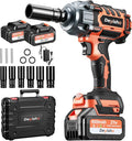 1500N.m (1100Ft-lbs) Cordless Impact Wrench | 1/2" Brushless High Torque Impact Wrench with 2x 4.0Ah Batteries, 6 Sockets for Car, RV, Truck Wheel Lug Nuts