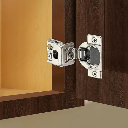 10 Pack (5 Pairs) 1-1/4" Overlay Soft Close Cabinet Hinges, Satin Nickel Stainless Steel Concealed Hinges with 3D Self-Closing for Face Frame Doors & Kitchens