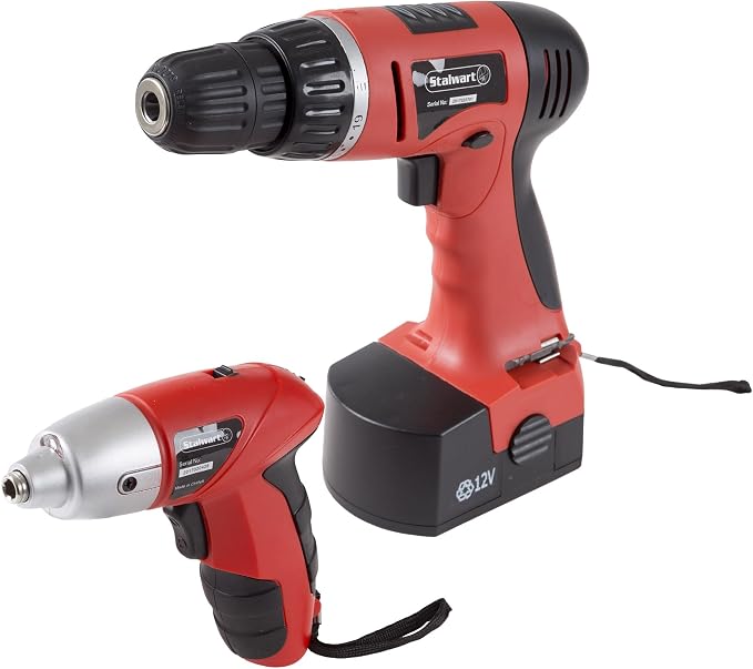 74-Piece 12V Cordless Drill and 3.6V Screwdriver Set – Rechargeable Cordless Power Tools with Bits, Sockets, and Carrying Case by Stalwart