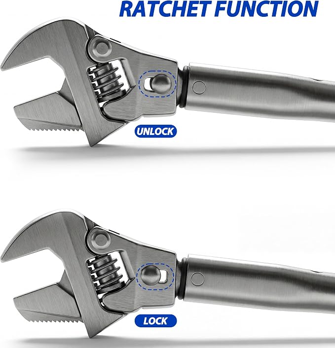 19-110Nm Adjustable Torque Wrench, 4-in-1 Click Open End Ratchet Spanner Wrench with 43mm Wide Jaw Heavy Duty for Automotive Bike Repair Plumbing Pipe HVAC Tools