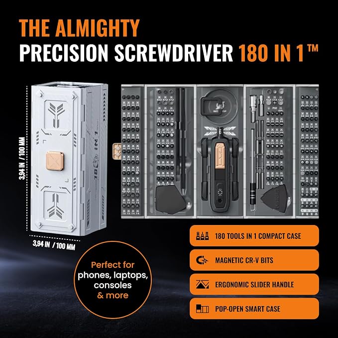 180-in-1 Precision Screwdriver Set | Portable Magnetic Repair Kit for Electronics, Laptop, PC & Small Devices | Compact Hand Tool for Building, DIY & Professional Use
