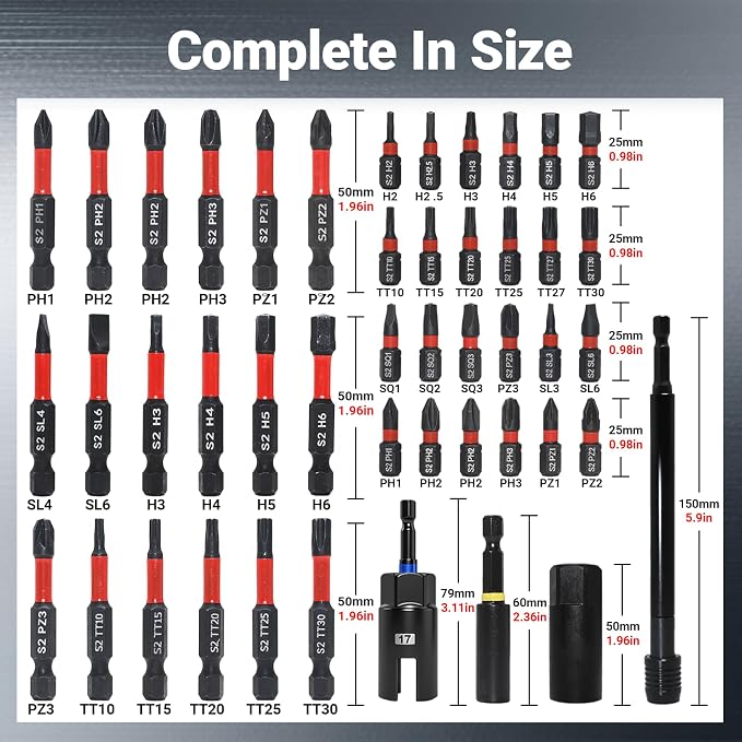 80-Piece Magnetic Impact Nut Driver Set, SAE/Metric Nut Driver Set, Socket Adapters, Wing Nut Driver, Bit Holder, Universal Sockets, Quick Release Extension, Power Bits, 1/4'' Quick Change