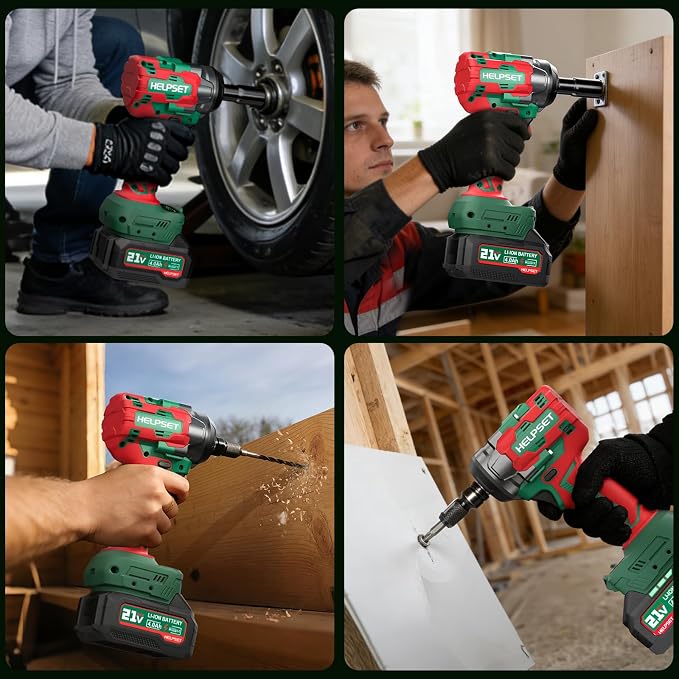 Cordless Impact Wrench 1/2", 650Nm (480Ft.lb) Brushless Impact Gun with 2x4.0Ah Batteries and Fast Charger, Electric Impact Driver for Car/Lawn Mower, 6 Sockets & Toolbox