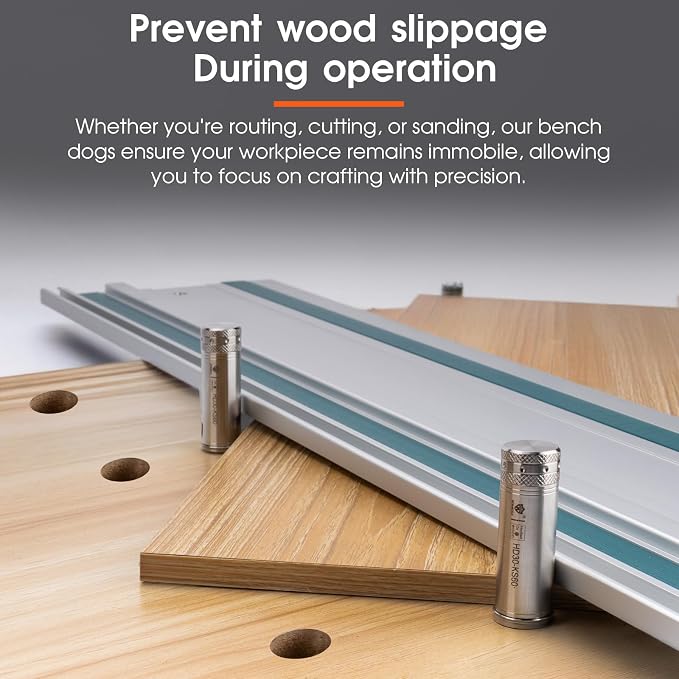 HONGDUI HD-60 Stainless Steel Super Bench Dogs,20mm Bench Dog for MFT Style Workbenches and DIY Projects,Woodworking Tool 2-Pack