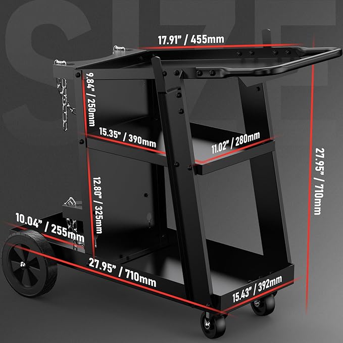 YESWELDER Welding Cart for TIG MIG Welder and Plasma Cutter, Tilt-Table Large Storage 360° Rolling Welding Trolley