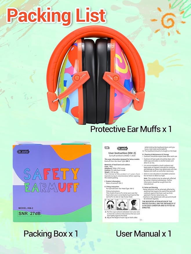 Dr.meter Kids Ear Protection Ear Muffs for Noise Reduction, 27.4dB Noise Cancelling Headphones for Toddlers, Kids Autism, Sensory Earmuffs, Hearing Protection Monster Truck Jam