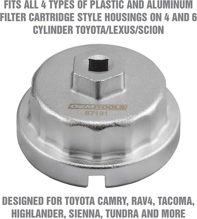 OEMTOOLS 87131 64.5 mm 14 Flute Oil Filter Wrench, Oil Filter Cap Wrench for 2.0 to 5.7L Engines, For Use with Toyota, Oil Cap Filter Wrench Prevents Slippage, Easy Cap Release