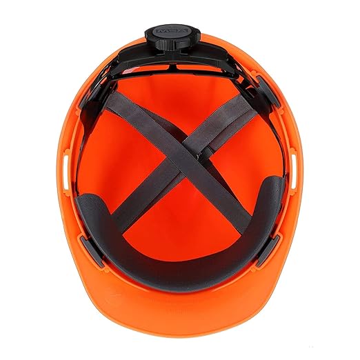 MSA 488146 V-Gard Cap Style Safety Hard Hat With Fas-Trac III Ratchet Suspension | Polyethylene Shell, Superior Impact Protection, Self Adjusting Crown Straps - Standard Size in Hi-Viz Orange