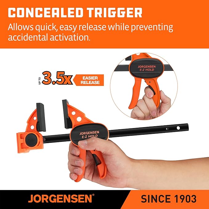 JORGENSEN E-Z Hold 2-Pack 6" 200LBS Light Duty Woodworking Bar Clamps