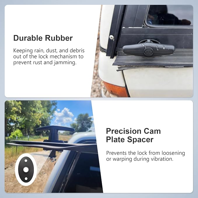 Truck Roof Top T-Handle Lock Dust Cover & Cam Plate Spacer Kit - Replacement for Camper Van, Truck Cap, Canopy, Trailer Door T-Locks, Weatherproof Seal Protection-4 Sets