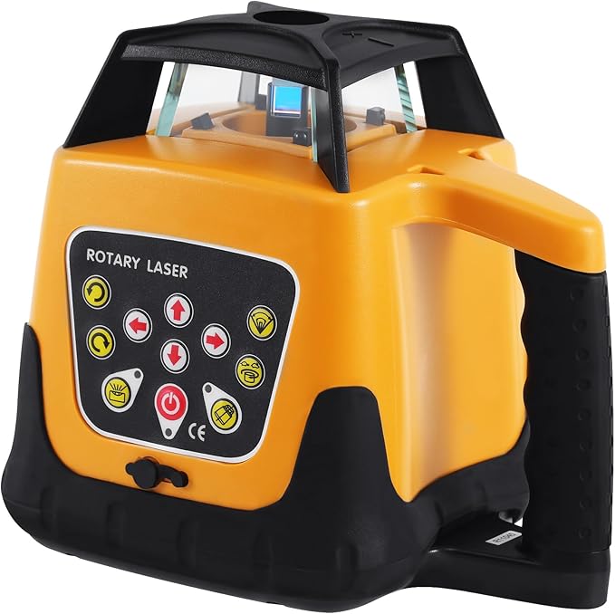 Rotary Laser Level Kit, 360 Degree Automatic Self Leveling Red Beam Horizontal Laser Transit, with Aluminum Tripod & Grade Rod, 500m Working Range for Construction & Building