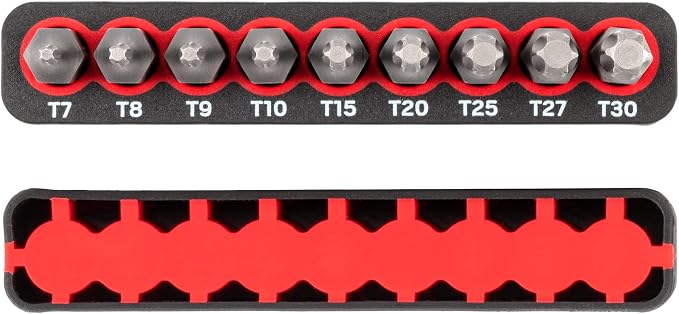 TEKTON 1/4 Inch Star Bit Set with Rail, 9-Piece (T7-T30) | DZT93001