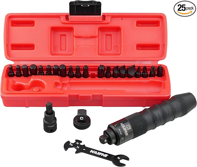 K504 Heavy Duty Manual Impact Driver Set, 3/8-Inch 1/2-Inch, 25-Piece