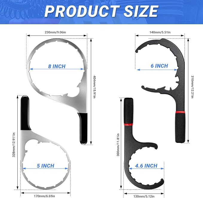 Fuel Filter Wrench Set, 5'' Filter WrenchCompatible with Various Filter Sizes, Includes Water Separator Tools, Ideal as Duramax Fuel Filter Wrench & Davco Filter Wrench for Diesel Mechanic Repairs