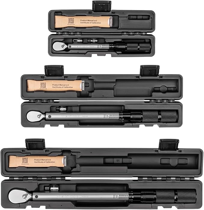 TEKTON 1/4, 3/8, 1/2 Inch Drive 90-Tooth Dual-Direction Micrometer Torque Wrench Set, 3-Piece (20-200 in-lb, 10-100 ft-lb, 40-200 ft-lb) | TRQ95901