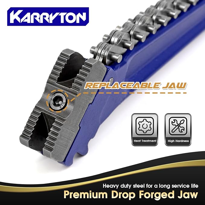 14" Chain Pipe Wrench 2" - 5" Pipe Diameters, 18.5" Chain Length Max Breaking Load 5500Lbs, Heavy Duty Plumbing Tool for Pipe Installation, Oil Fields Operations and Maintenance