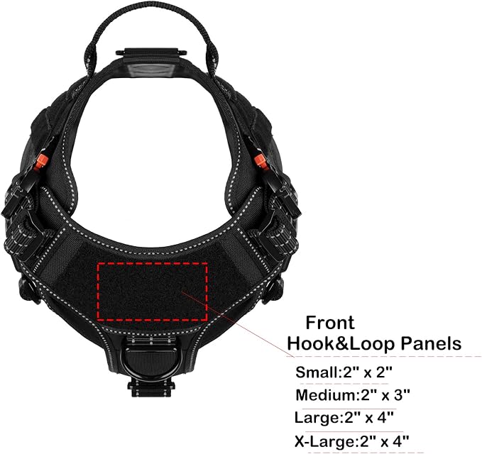 ICEFANG Tactical Dog Harness for Medium Dogs,Reflective No Pull Dog Vest | with Control Handle,Adjustable,Front Hook,2 Leash Clips,Soft Padded,MOLLE Panel,Black,Medium