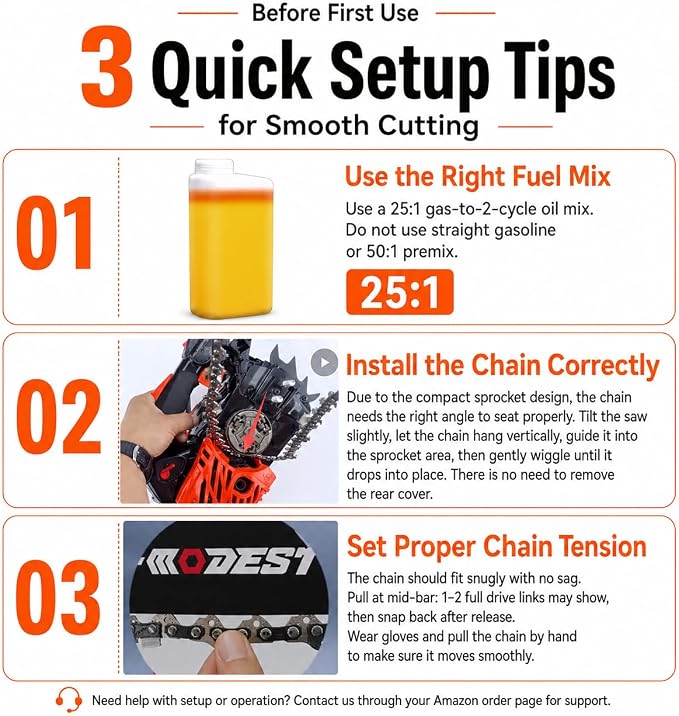 Gas Chainsaw 12 inch, Top Handle Chainsaw 25cc 2-Stroke Small Gas Powered Chain Saw, Lightweight 5.5 lbs, 1/4" LP Low Kickback Chain for Pruning, Yard & Garden, Easy to Use