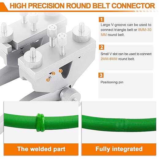 JIAWANSHUN PU Round Belt Welding Machine Polyurethane Belt Welder Round Belt Welder 110V with 150-400 ℃ Adjustable Temperature Electric Soldering Iron Eagle Belt Splicer(One Set)