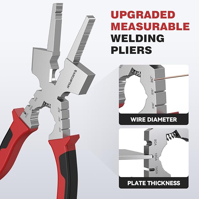 ARCCAPTAIN Measurable 8" Welding Pliers with Rentention Chain, All-In-One MIG Pliers with Anti-Rust and High-Carbon Steel, Great for Professional Welding