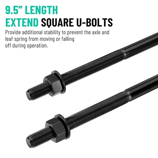 Square Bend U-Bolts, 9.5" Long x 2.5" Wide x 9/16" Thread