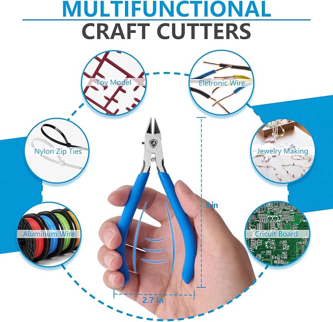 Wire Cutters, 5" Electronic Needle Flush Cutters, Ultra-Sharp Crafts Diagonal Cutters Pliers, Wire Snips Side Cutters for Circuit Board, Plastic, Soft Copper Wire, Floral(2 Pack)