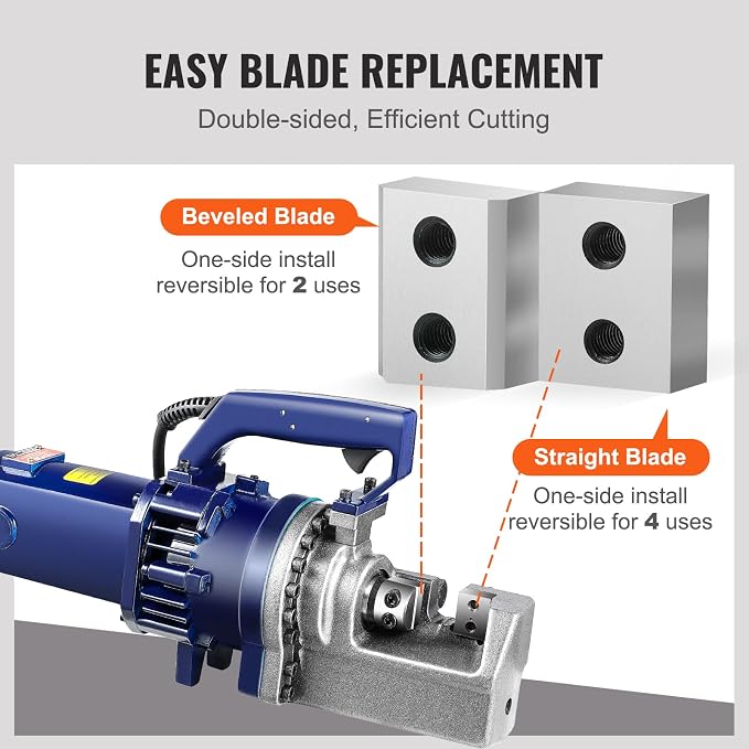 VEVOR Electric Rebar Cutter Replacement Blades 6 PCS 25mm(1 Inch) - HRC58-60 Hard Jaw Blades with 12 Hex Screws & Spring Washers, Fit RC-25