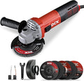 DCK 9.0 Amp Angle Grinder, 4-1/2 Inch Electric Grinder Power Tool, 11800 RPM, Auxiliary Handle and 2 Safety Guards, 6 Piece Discs, Copper Angle Grinder for Cutting, Grinding, Polishing (KSM17-115B)