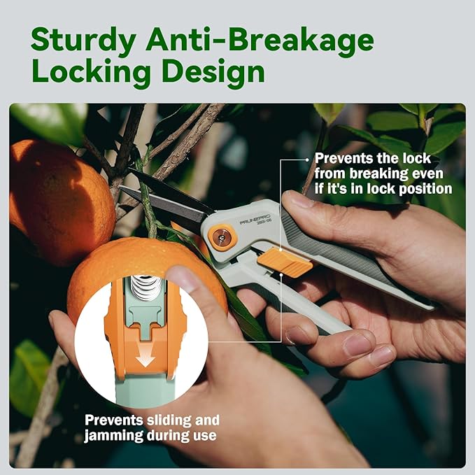 PrunePro Garden Scissors Pruning Shears Sharp Stainless Steel Non-Stick Teflon Coating Blade for Precise Cuts Garden Snip Bonsai Clippers for Plants Rose Flower 3 Pack